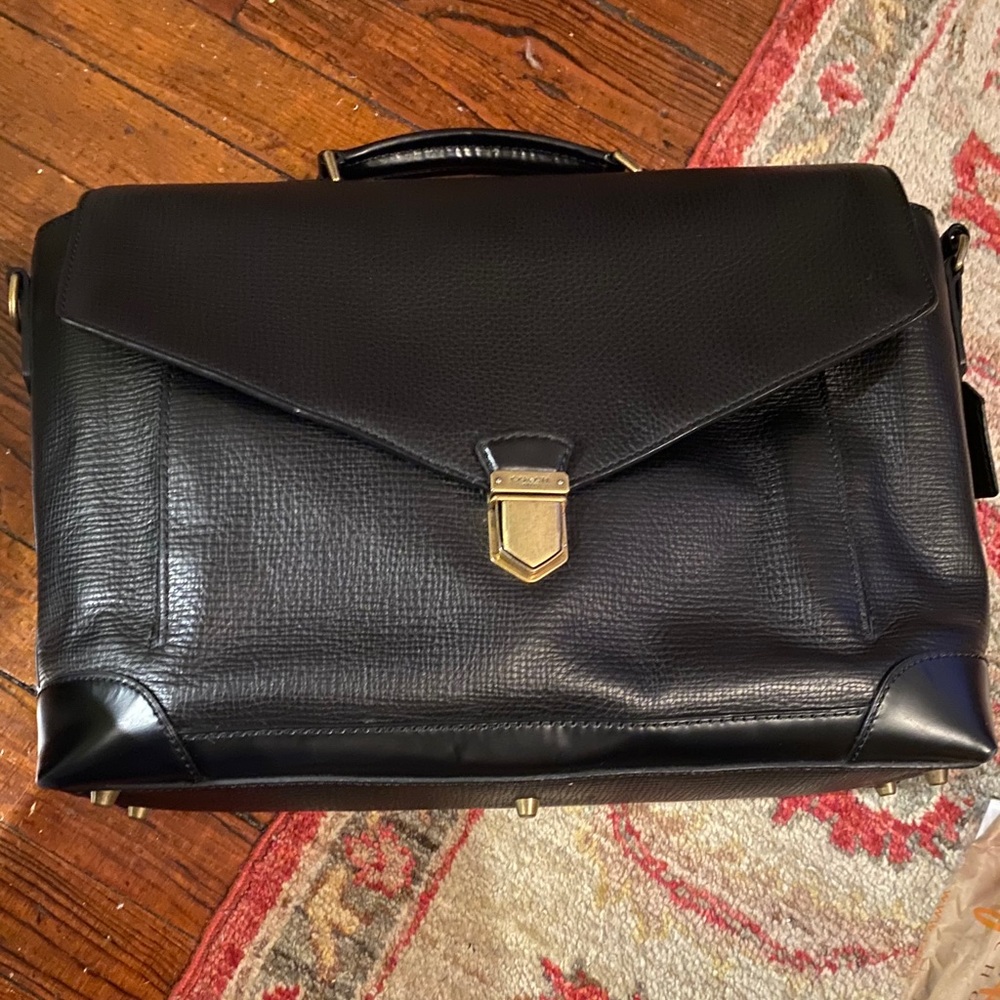 Coach Metropolitan Laptop Brief - black & gold